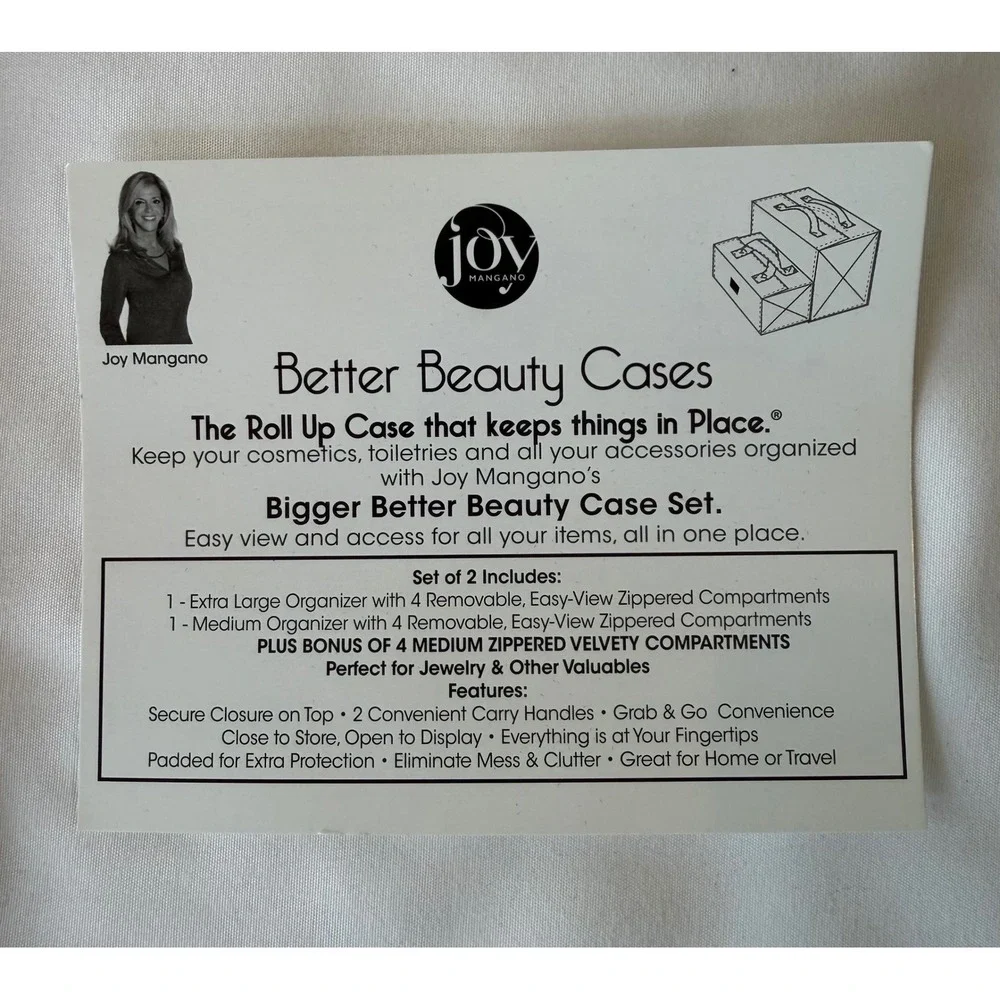 Joy Mangano Better Beauty Case Roll Up Makeup‎ Bag Black Croc Embossed NEW